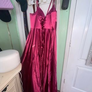 Bridesmaid fuchsia dress with slit